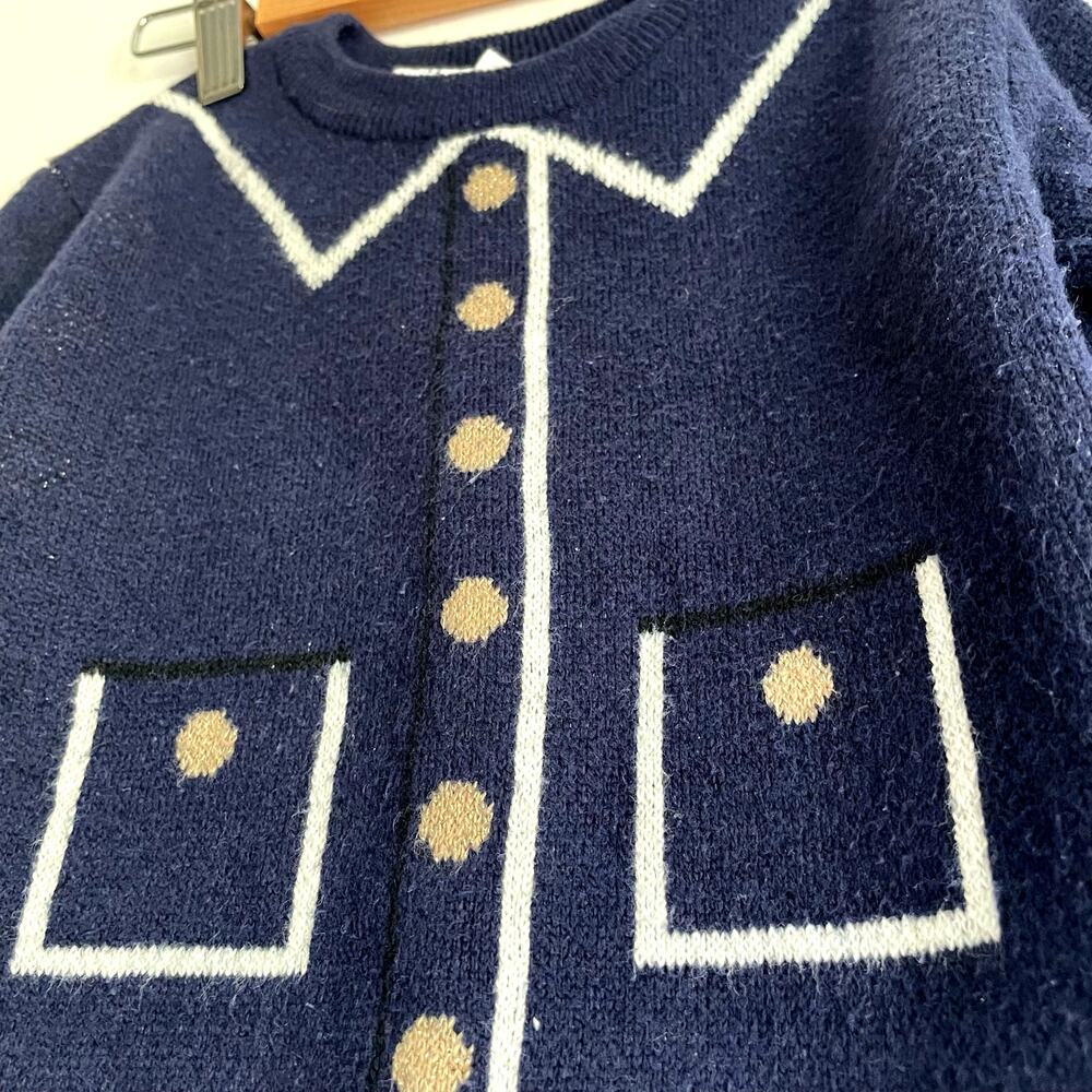 Baby Gap Paddington Bear CashSoft Sweater Dress Navy Blue Sz 12-18 Months RARE - Picture 4 of 13